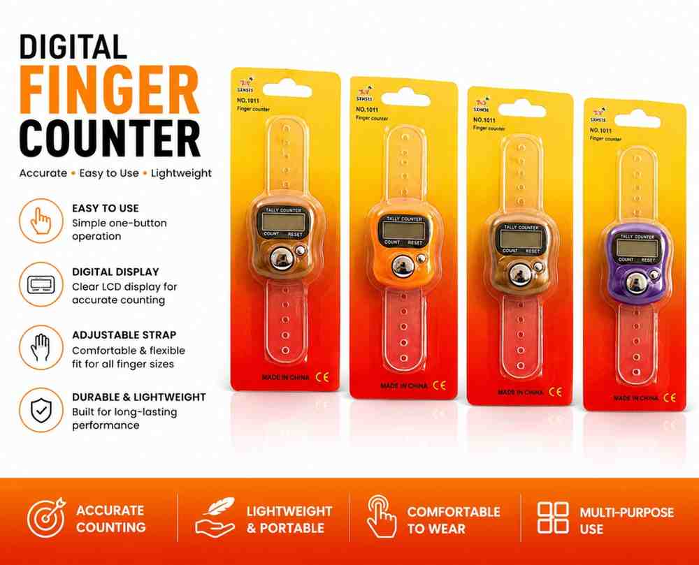 Digital Finger Counter with LCD Display | Adjustable Finger Tally Counter | Manual Click Counter for Prayer, Sports, Knitting & Event Counting ( PACK OF 1 )